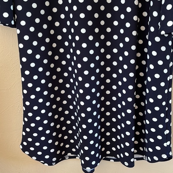 Green Envelope Los Angeles dress size 2X navy white polka dot flutter sleeve - Picture 3 of 13